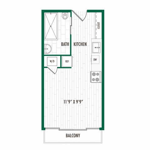 3ZERO3 New Apartments in Seattle, Washington Studio A MFTE Floor Plan